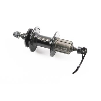 Втулка задняя MTB алюминиевая 14Gx36H под кассету 8-10зв, Disk-brake, 2 пром-подшипники 6000 2RS, крепл. эксцентрик, чёрная D472TSBT