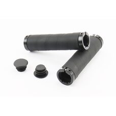 Ручки руля 130мм с зажимом Lock-On с двух сторон, экокожа, чёрные PU-192A