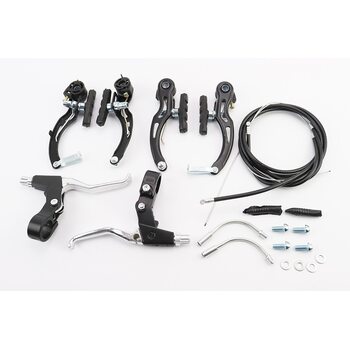 Тормоз V-brake 115мм (2 колеса) с ручками, тросами, чёрный PC/ST