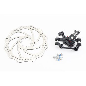 Гальмо Disk-brake заднє (F180/R160мм)+диск 160мм, кріпл. 6 болтів, чорне DSC510