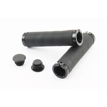 Ручки керма 130мм з затискачем Lock-On з двох сторін, екошкіра, чорні PU-192A