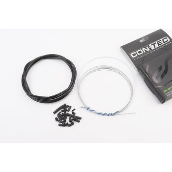 Трос - комплект перемикання універсальний "ПОВНИЙ" (сорочка 4мм х 2,7м, троса Galvanize 2000/2300мм, ковпачки, кінцевики, фіксатори, захист рами), чорний