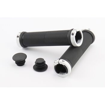 Ручки руля 130мм с зажимом Lock-On с двух сторон, чёрно-белые FL-426