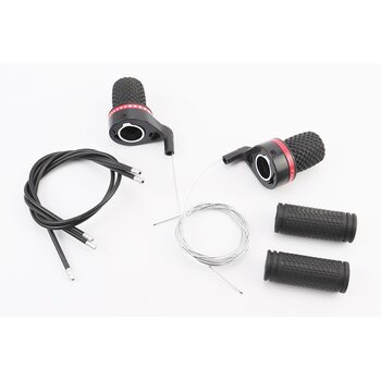 Переключатели (грипшифт) 3x7 скоростей+рукоятки руля+троса, чёрно-красные