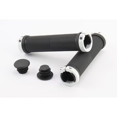 Ручки руля 130мм с зажимом Lock-On с двух сторон, чёрно-белые FL-426