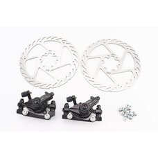 Гальмо Disk-brake переднє (F160/R140мм)+заднє (F180/R160мм), диски 160мм, кріпл. 6 болтів, чорні DX-2019