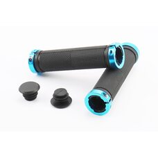 Ручки руля 130мм с зажимом Lock-On с двух сторон, чёрно-синие FL-426