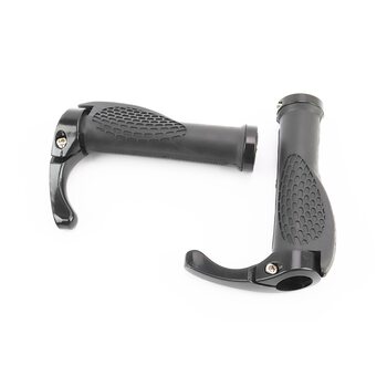 Ручки руля 140мм с зажимом Lock-On, эргономичные с рожками, чёрные