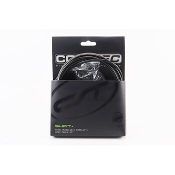 Трос - комплект перемикання універсальний "ПОВНИЙ" (сорочка 4мм х 2,7м, троса Slick Stainless 2000/2300мм, ковпачки, кінцівки, фіксатори, захист рами), чорний