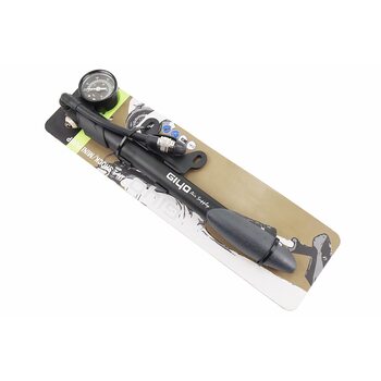 Насос алюмінієвий високого тиску 300 psi/20 bar з манометром, для повітряних амортизаторів і виделок, чорний GS-41P