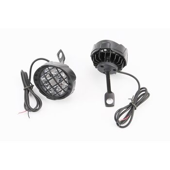 Фара дополнительная светодиодная влагозащитная с решеткой (67*57mm) - 6 LED с креплением под зеркало, к-кт 2шт, ЧЕРНЫЙ