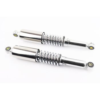 Амортизатор задній JH/CB/CG - 340мм*d55мм (втулка 12мм / втулка 10мм) зі склянкою регул., хром к-кт 2шт