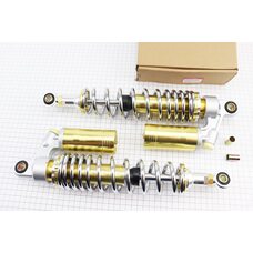 Амортизатор задній JH/CB/CG - 340мм*d60мм (втулка 12мм / втулка 10;12мм) газовий регул., хром к-кт 2шт