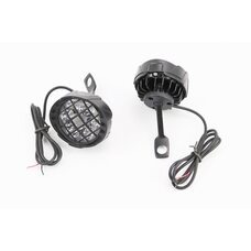 Фара дополнительная светодиодная влагозащитная с решеткой (67*57mm) - 6 LED с креплением под зеркало, к-кт 2шт, ЧЕРНЫЙ