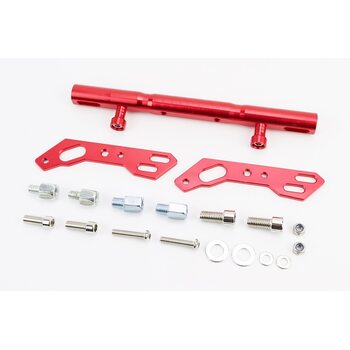 Перемычка руля регулируемая по длине с отверстиями под мото аксессуары 315-380мм, КРАСНЫЙ тип 2