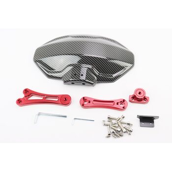 Крило заднє універсальне, червоне кріплення на одну сторону з регулюванням нахилу (бризговик) TUNING, КАРБОН