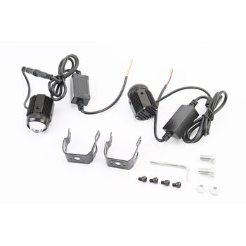 Фара дополнительная светодиодная влагозащитная - 1 LED с креплением и блоком розжига, круглая 37мм, к-кт 2шт (свет белый/желтый)