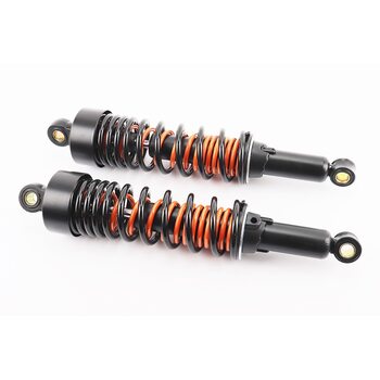 Амортизатор задній JH/CB/CG - 330мм*d64мм (втулка 12мм / втулка 12мм) з подвійною пружиною регул., чорний к-кт 2шт